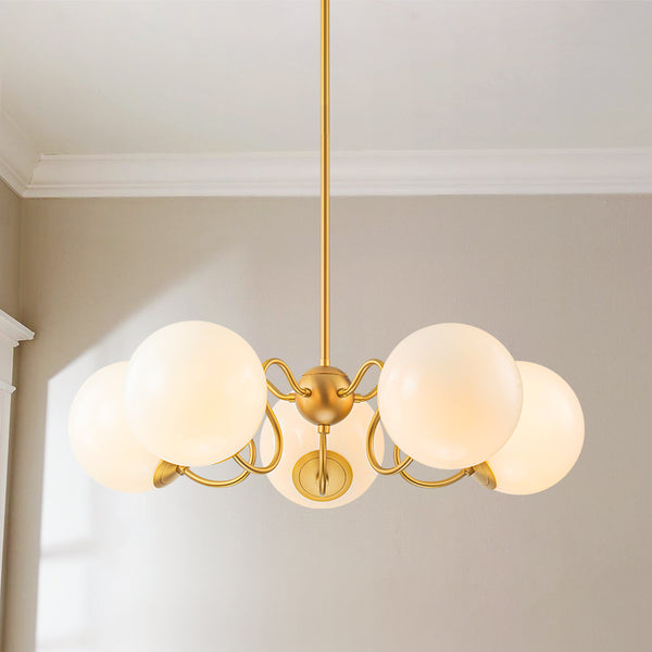 Orabella 5-Light Dimmable Glass Bubble Sputnik Traditional Chandelier (28") Brightelier