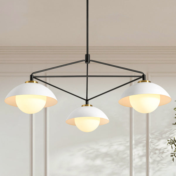 Velroa 3-Light Dimmable Glass Industrial Dome Shaded Chandelier (42") My Store
