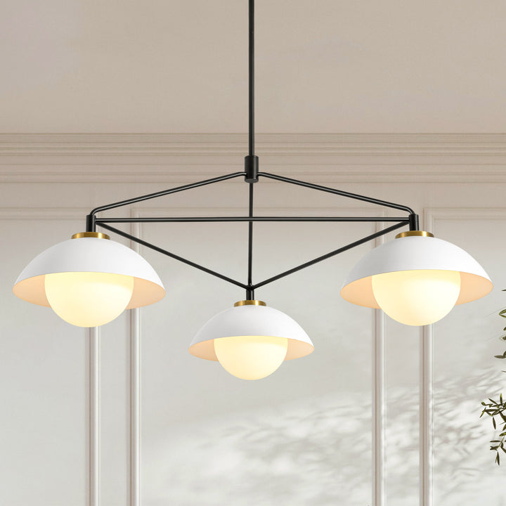 Velroa 3-Light Dimmable Glass Industrial Dome Shaded Chandelier (42") My Store