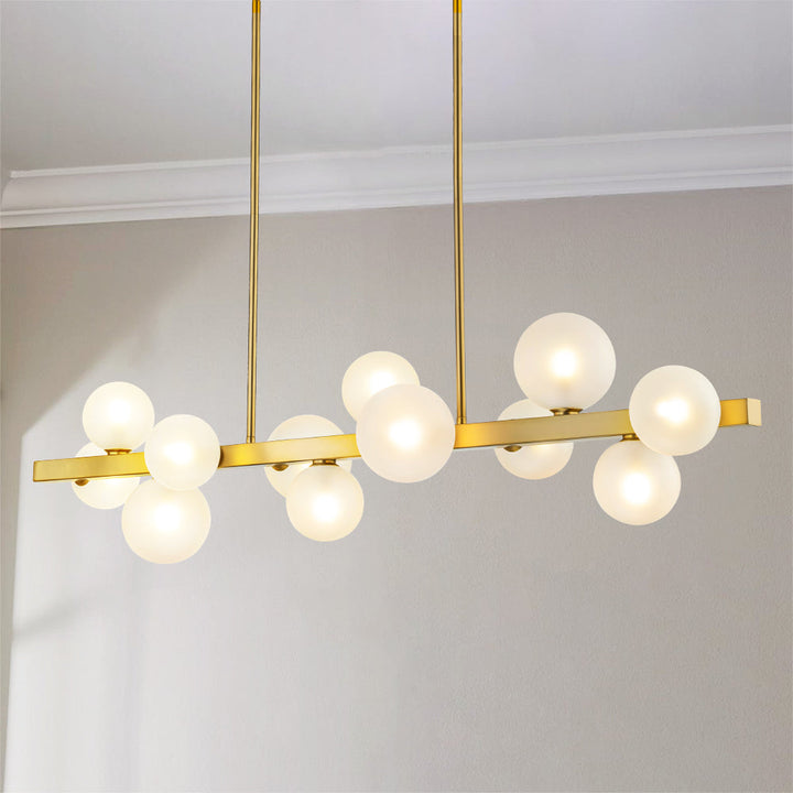 Zenvia 12-Light Frosted Glass Modern Linear Kitchen Island Chandelier (44") My Store
