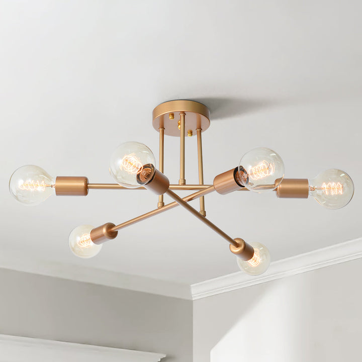 Whispora 6-Light Dimmable Sputnik Modern Semi Flush Mount (24") My Store
