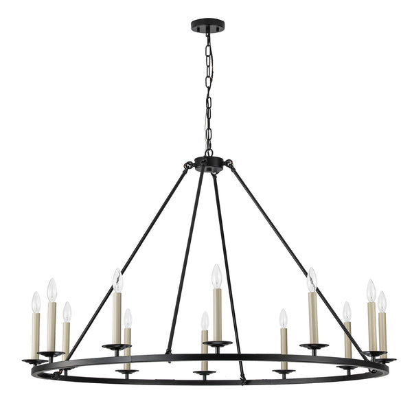 Dresqui 12-Light Wagon Wheel Iron Candelabra Modern Chandelier (51")