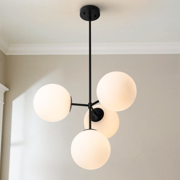 Soluma 4-Light Dimmable Glass Bubble Chandelier (24")