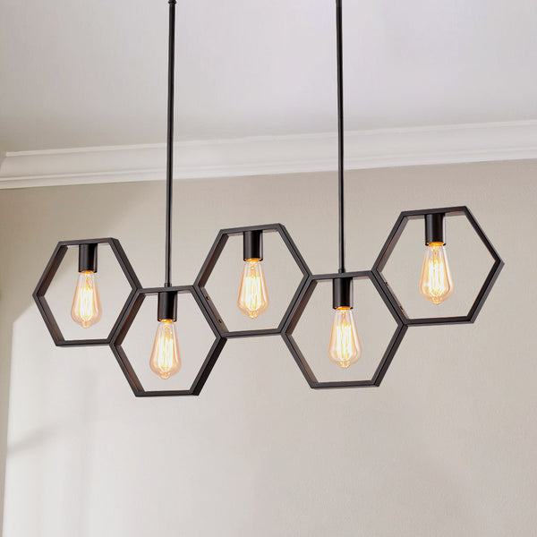 Noctiva 5-Light Square Geometric Modern Pendant (39") Brightelier