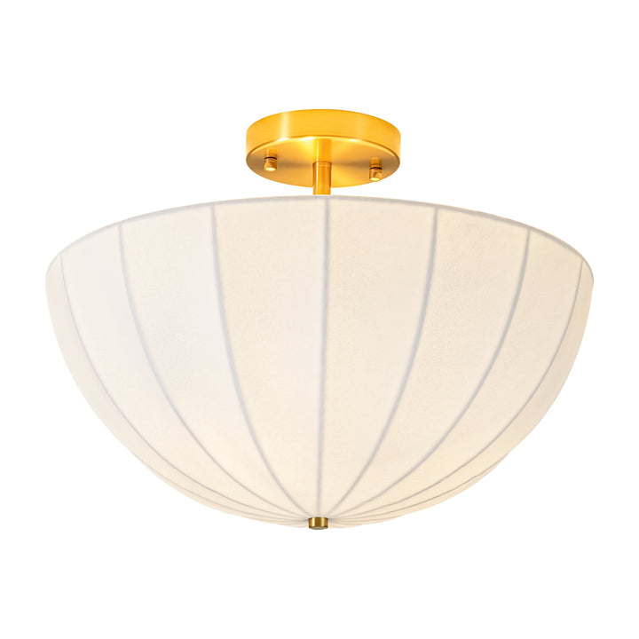 Terrana 3-Light Umbrella Fiber Shade Brass Vintage Ceiling Light (18") Brightelier