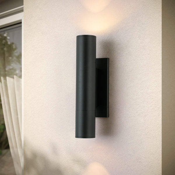 Tivora 1-Light Dimmable Aluminum LED Modern Cylindrical Outdoor Wall Sconce (15") Brightelier