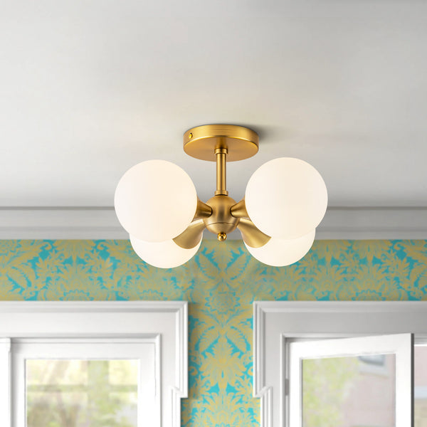 Radiara 4-Light Glass Frosted Modern Flush Mount (14")