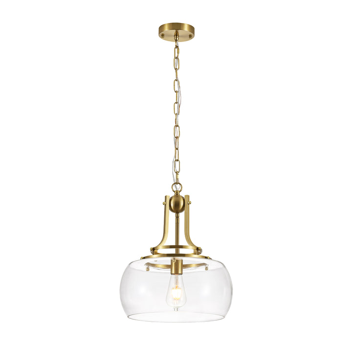 Velune 1-Light Dimmable Clear Glass Dome Pendant Light (14") Brightelier