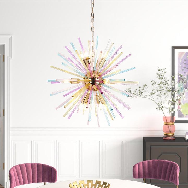 Eclipsa 12-Light Sputnik Sphere Firework Rainbow Glam Chandelier (22") My Store