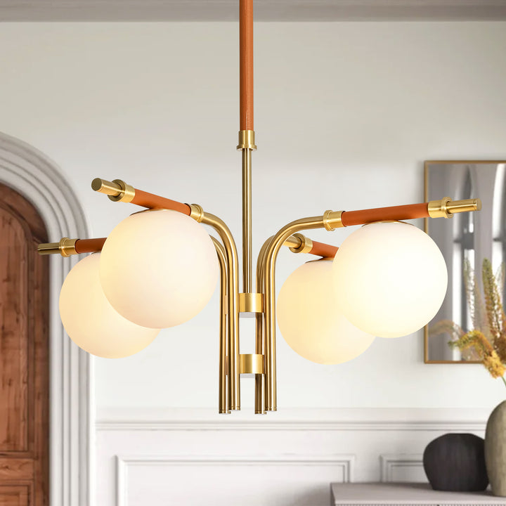 Veylin 4-Light Dimmable Glass Modern Globe Chandelier (27") Brightelier