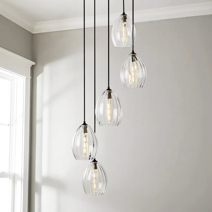 Floatiq 5-Light Linear Cluster Shade Contemporary Pendant (20") Brightelier