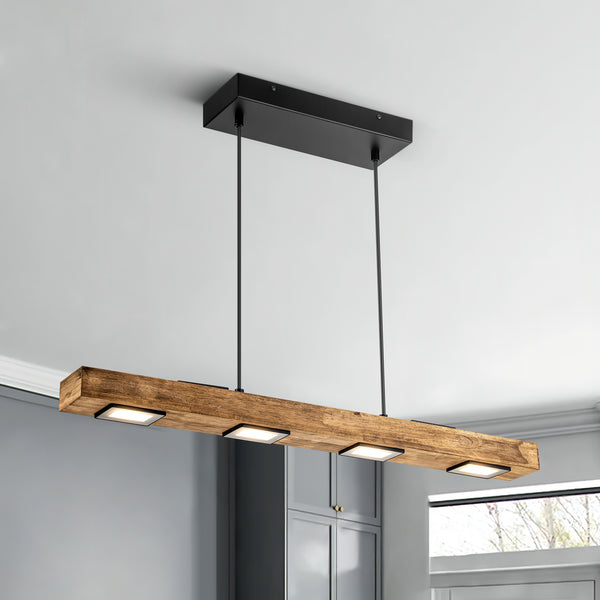 Glimmera LED Linear Wood Farmhouse Pendant (31"-48") Brightelier
