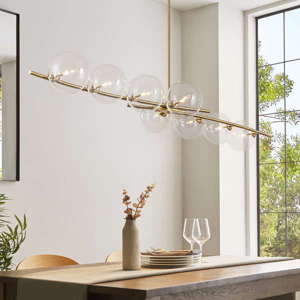 Soluma 8-Light Dimmable Clear Glass Contemporary Linear Chandelier (69")