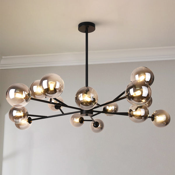Veylin 15-Light Dimmable Glass Sputnik Modern Linear Chandelier (45")