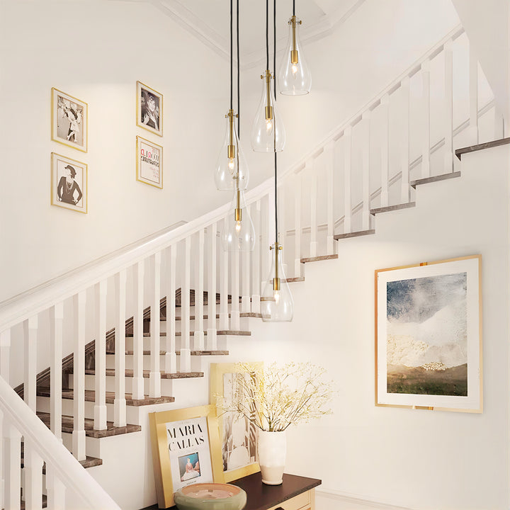 Brillara 5-Light Dimmable Clear Goblet Glass Transitional Pendant (16") Brightelier