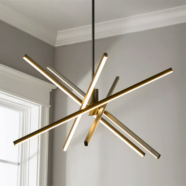 Nortivy 5-Light Aluminum Dimmable LED Modern Linear Chandelier (31") Brightelier