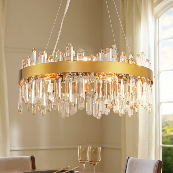 Velroa 12-Light Dimmable Crystal Glam Ring Chandelier (24")