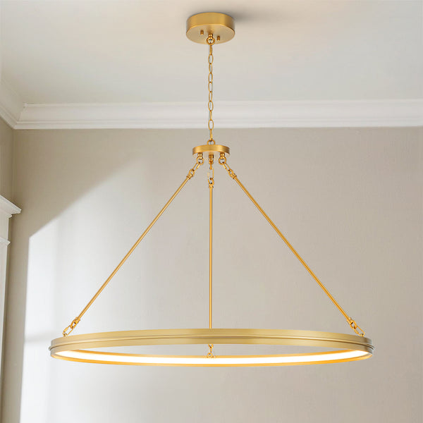 Brixia 1-Light Dimmable Aluminum LED Wagon Wheel Modern Pendant (38")