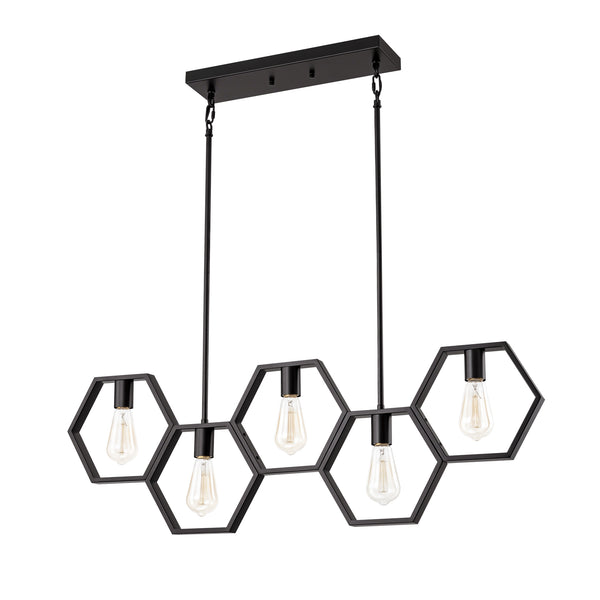 Noctiva 5-Light Square Geometric Modern Pendant (39")
