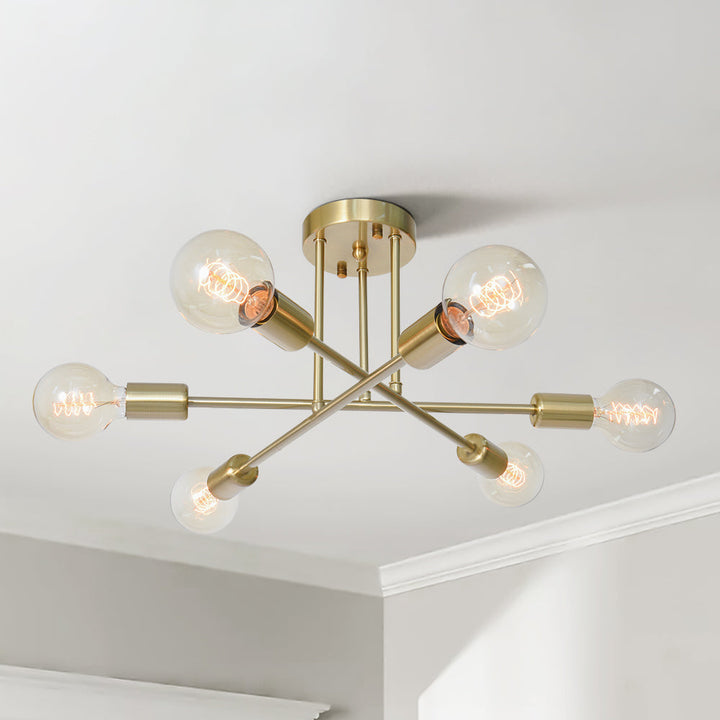 Whispora 6-Light Dimmable Sputnik Modern Semi Flush Mount (24") My Store