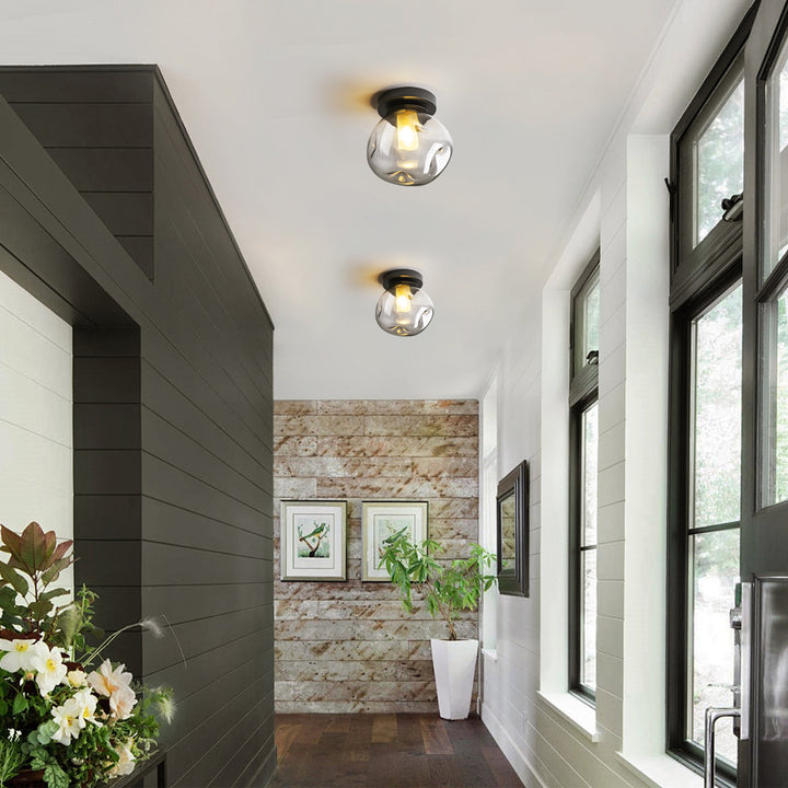 Hearthline 1-Light Unique Dimmable Modern Glass Shaded Ceiling Mounted Light (7") Brightelier