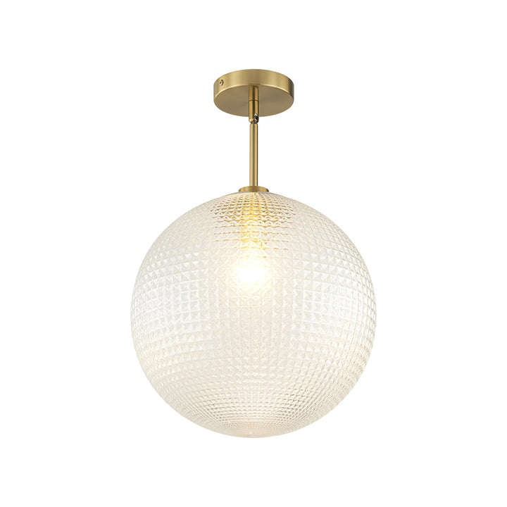 Lunara 1-Light Glass Globe Grid Textured Modern Pendant (14") My Store
