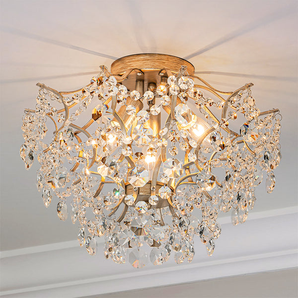 Fosca 3-Light Dimmable Crystal Contemporary Semi-Flush Mount (16")