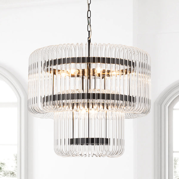 Faylux 9-Light Dimmable Tiered Transitional Modern Chandelier (20")