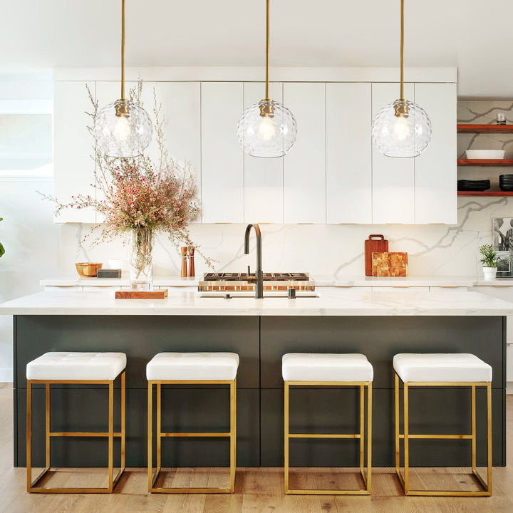 Brillara 1-Light Dimmable Stone-Pattern Glass Minimalist Dome Pendant (9") My Store