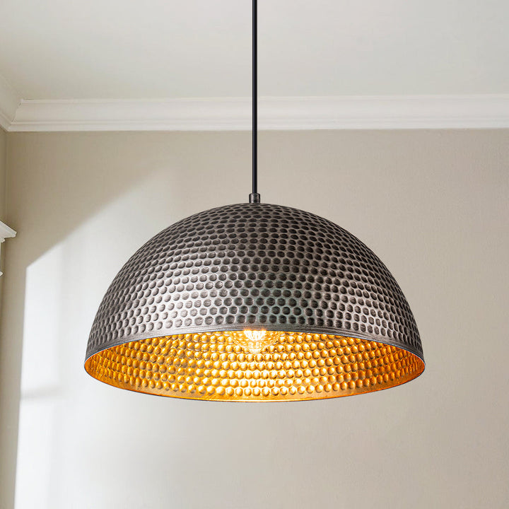Sparla 1-Light Hammered Antique Dome Industrial Pendant (15"-24") My Store