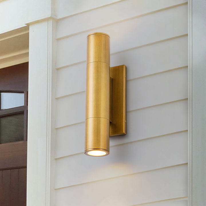 Tivora 1-Light Dimmable Aluminum LED Modern Cylindrical Outdoor Wall Sconce (15") Brightelier