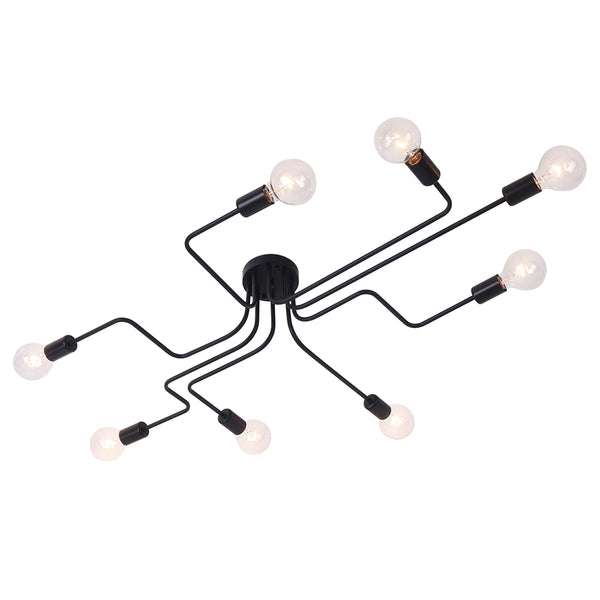 Whispora 8-Light Sputnik Spider Industrial Ceiling Light (47")