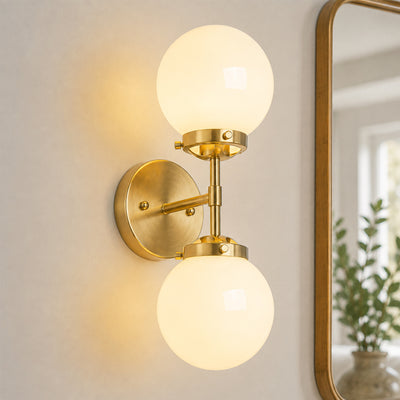 Gloza 2-Light Metal Frame Glass Globe Wall Sconce (6