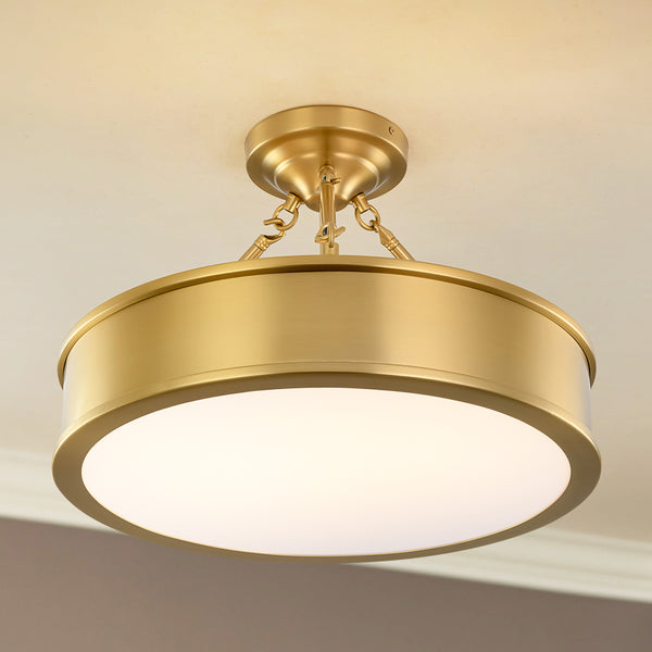 Rondira 1-Light LED Drum Transitional Semi-Flush Mount (19") Brightelier