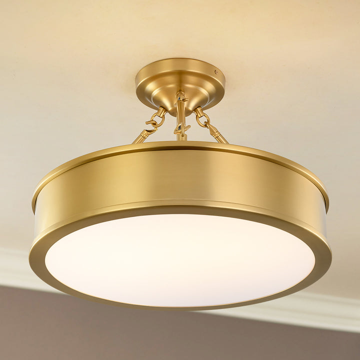 Rondira 1-Light LED Drum Transitional Semi-Flush Mount (19") Brightelier