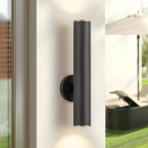 Tivora 1-Light Dimmable Aluminum LED Modern Cylindrical Outdoor Wall Sconce (18")