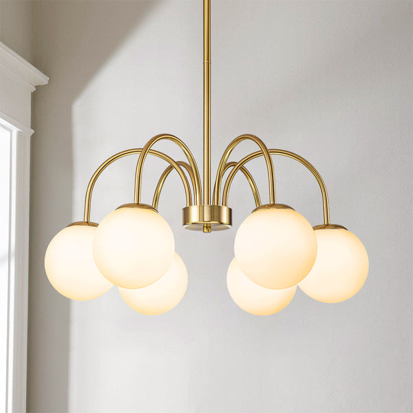 Dresqui 6-Light Glass Bubble Modern Chandelier (25"）