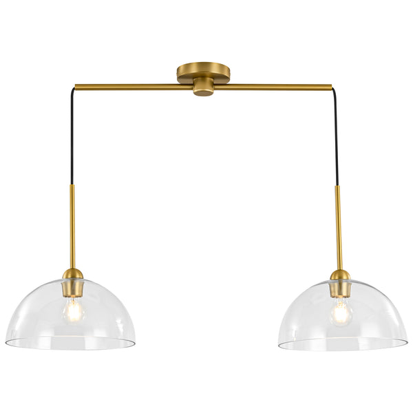 Virelo 2-Light Linear Dome Clear Glass Globe Bubble Pendant (36")