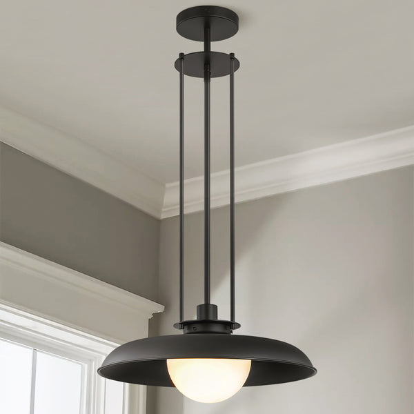 Sparnix 1-Light Linear Opal Bowl Glam Pendant (16") Brightelier