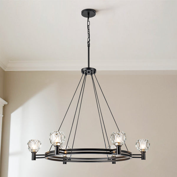 Dresqui 6-Light Dimmable Wheel Crystal Mid-Century Chandelier (35") Brightelier