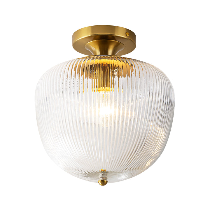 Terrana 1-Light Ribbed Glass Mid-Century Modern Semi-Flush Mount (10") Brightelier