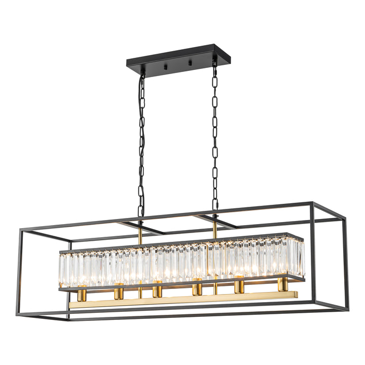 Zenvia 6-Light Rectangular Crystal Modern Chandelier (40") Brightelier