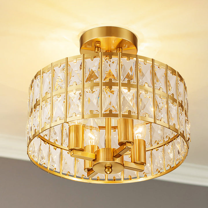 Brindlea 4-Light Dimmable Crystal Drum Glam Semi-Flush Mount (13") My Store