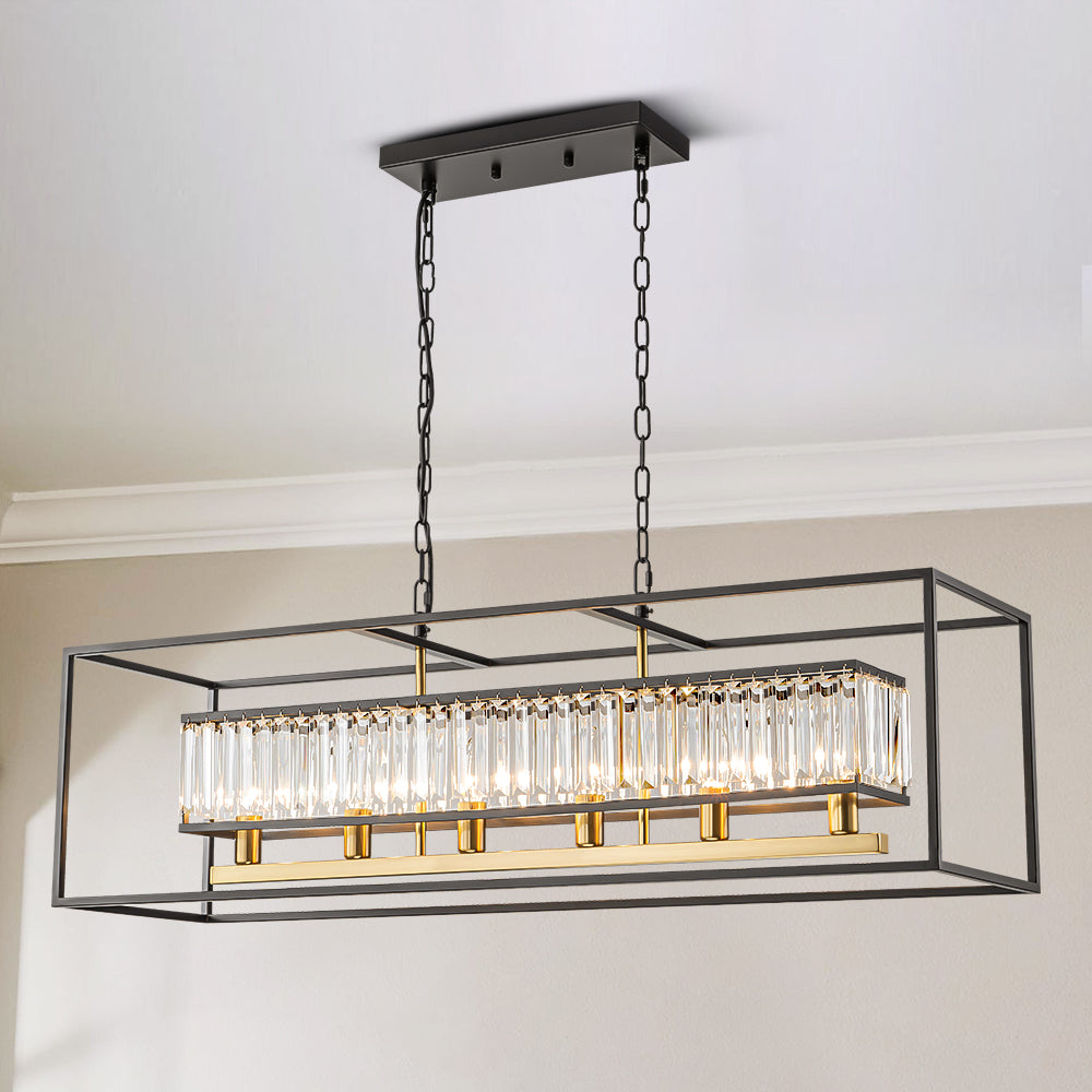 Zenvia 6-Light Rectangular Crystal Modern Chandelier (40 ...