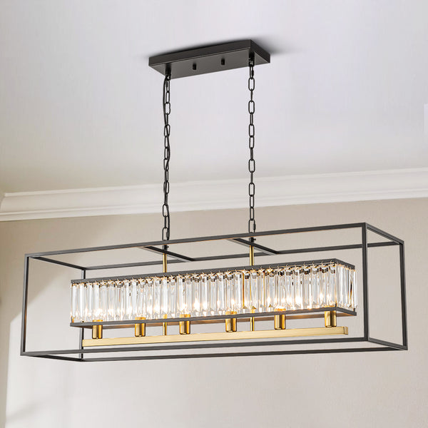 Zenvia 6-Light Rectangular Crystal Modern Chandelier (40") Brightelier