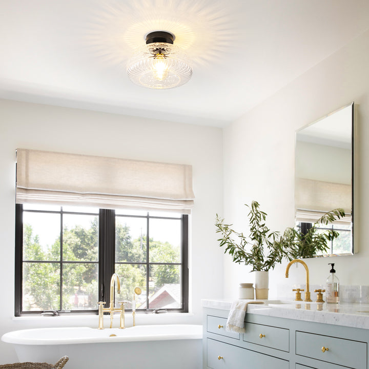 Velthra 1-Light Dimmable Glass Traditional Shaded Flush Mount (11") Brightelier