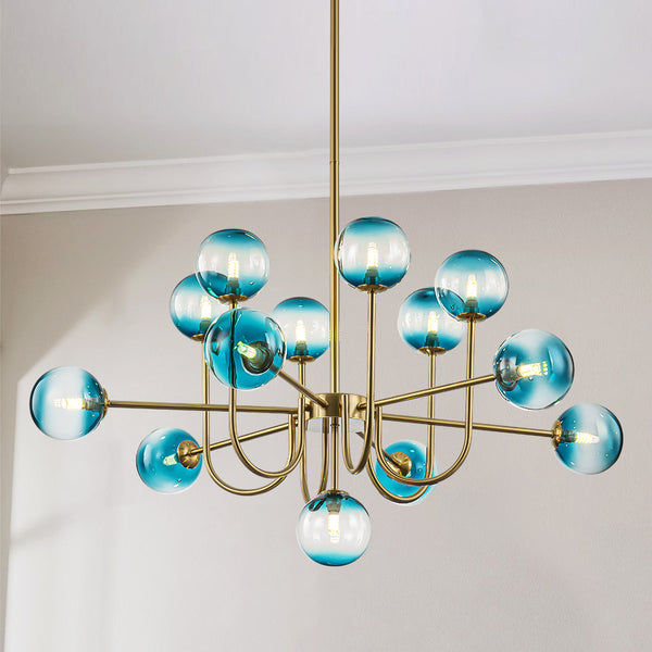 Dresqui 13-Light Sputnik Modern Linear Glass Bubble Chandelier (39")