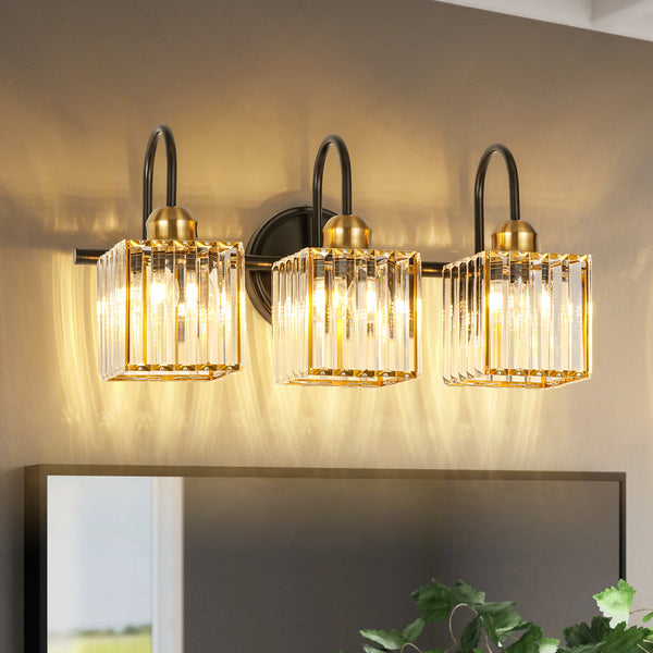 Eclara 3/4-Light Dimmable Crystal Glam Vanity Wall Sconce (19"-26")