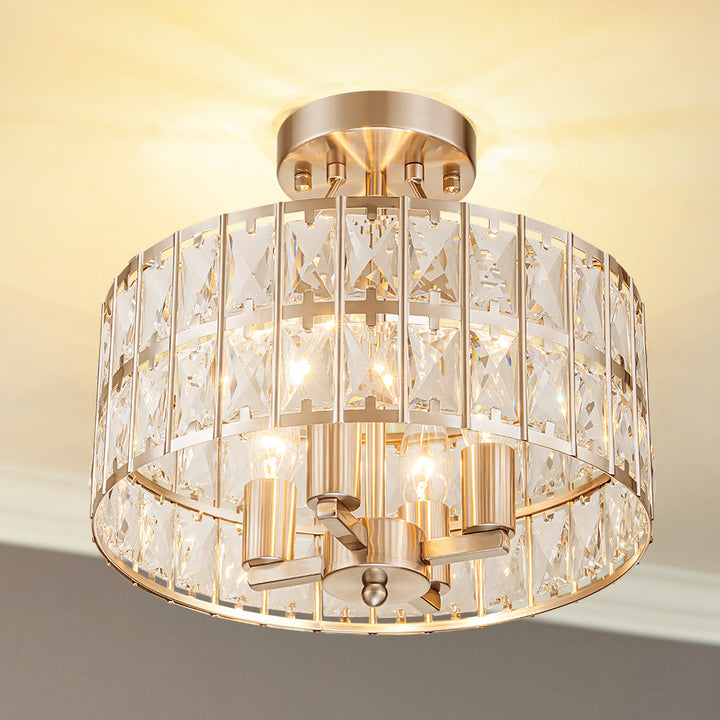 Brindlea 4-Light Dimmable Crystal Drum Glam Semi-Flush Mount (13") My Store