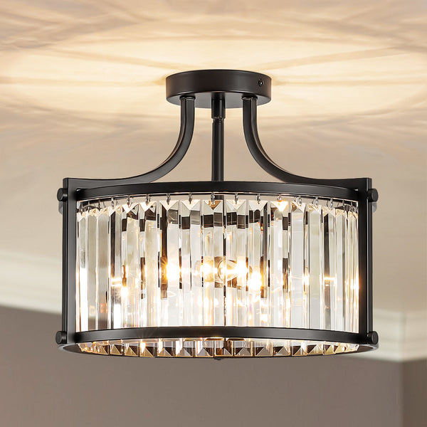 Virelle 8-Light Drum Crystal Mid-Century Semi-Flush Mount (15") Brightelier